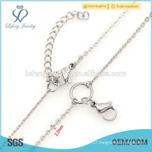 2mm 18"+2" silver stainless steel glass floating charms locket penant women necklace chain type wholesale